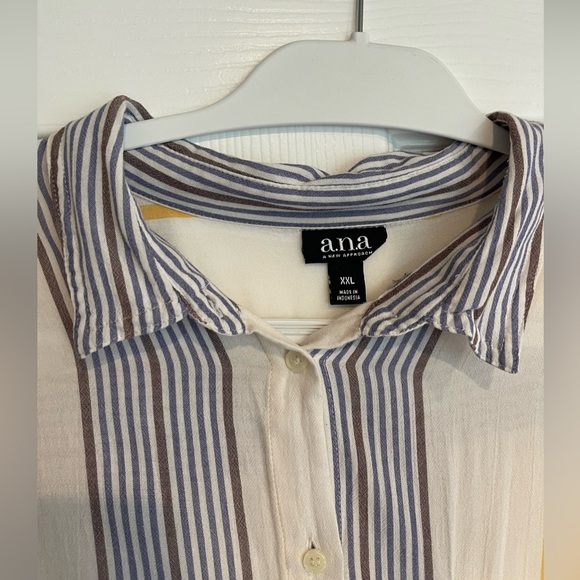 A.N.A Short Sleeve Classic Striped Relaxed Fit Button Down - Picture 3 of 8